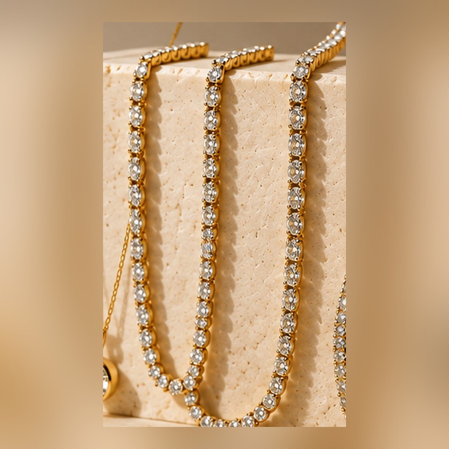 Classic Tennis Necklace — Gold — LUMERA necklace for women
