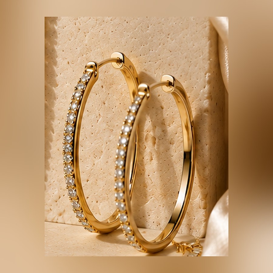 Pavé Hoop Earrings — Gold — LUMERA earring for women